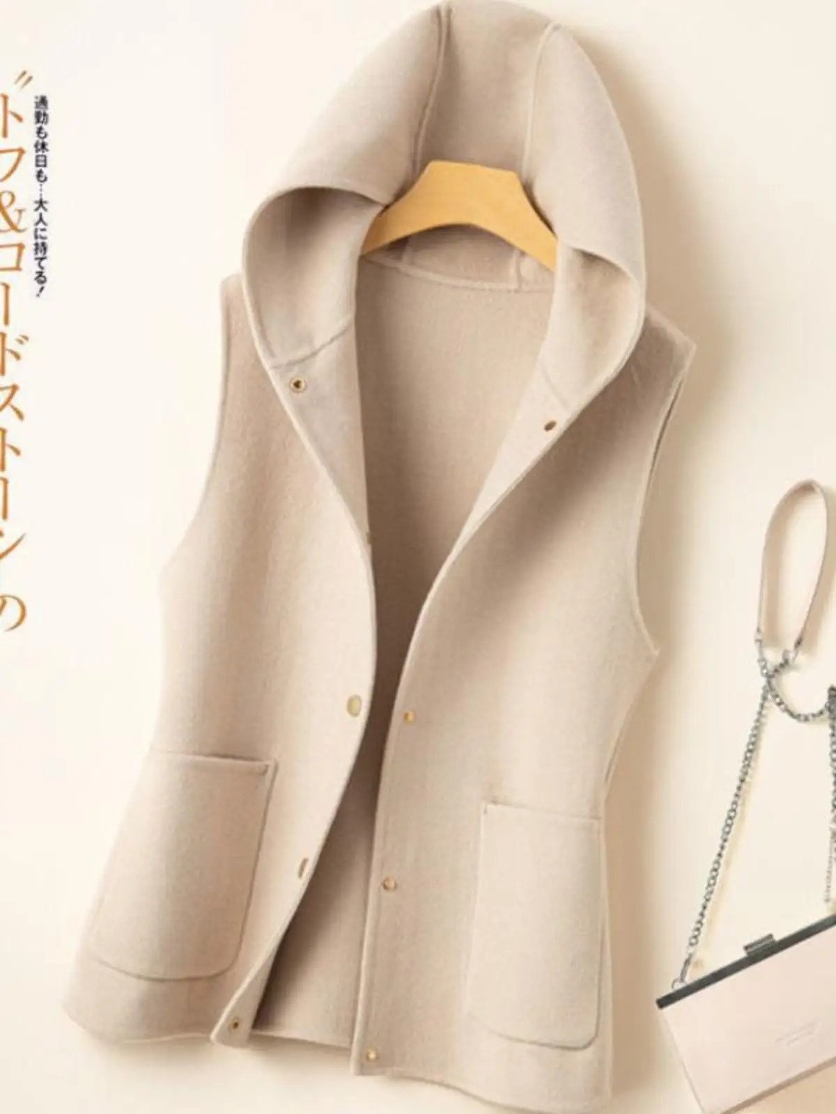 한국 스타일 캐주얼 후드 조끼 신상 가을 겨울 나이 감소 다용도 얇은 울 아우터웨어