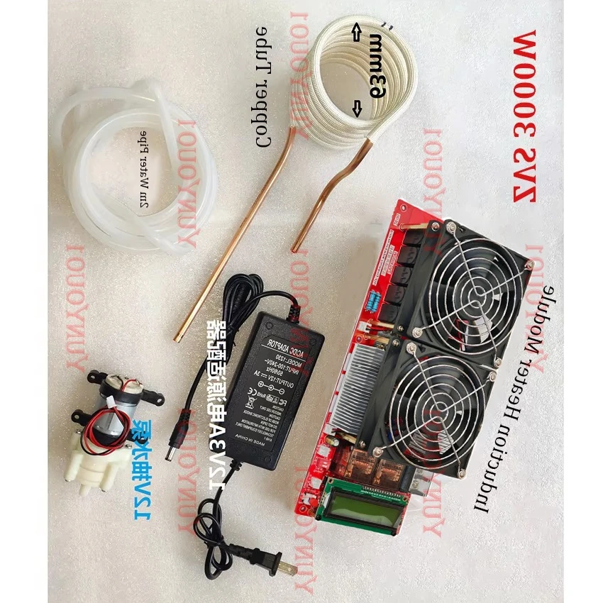 

3000W 55A ZVS High Frequency Induction Heater Module Flyback Driver Heater Good Heat Dissipation + Coil +pump +Power Adapter