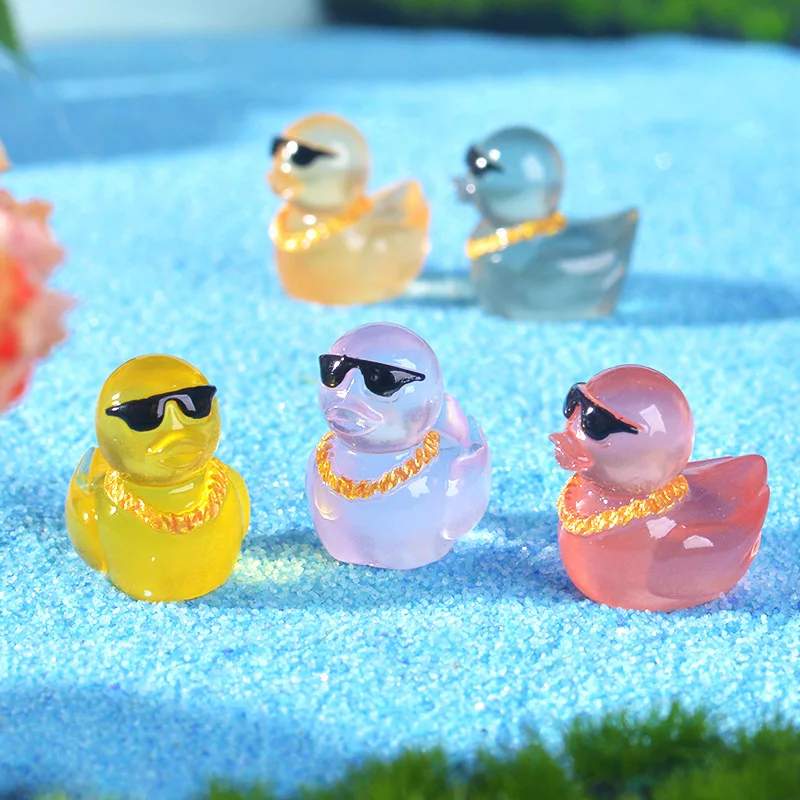 10/20pcs Glow in The Dark Mini Ducks, Luminous Tiny Resin Duck Figures for DIY Fairy Garden Micro Landscape Aquarium Decor view 4