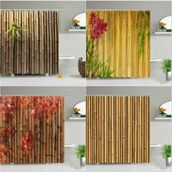 Chinese Style Green Bamboo Series Shower Curtain Set Waterproof Home Bathroom Decor Curtains With Hook Popular Bath Accessories