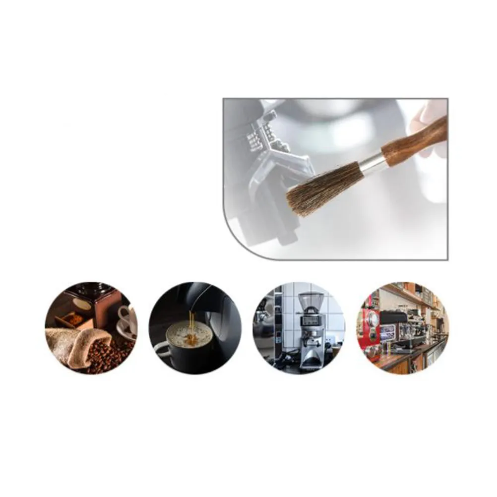 Cleaning Brush for Coffee Machines Chestnut Wood Handle Long Design Prevents Burns Removes Grounds Gently Compatible with Semi