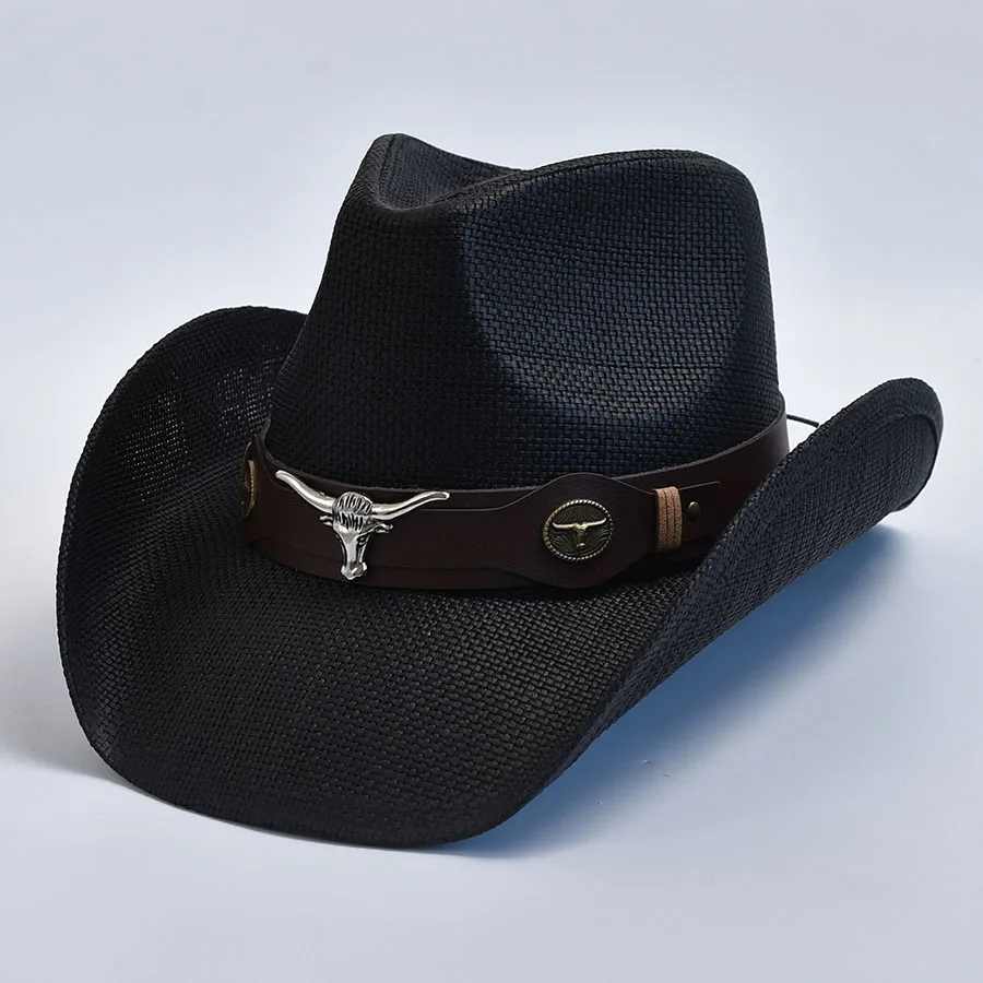 Dikke Strohoed Voor Mannen Dames Vintage Gekrulde Rand Western Cowboy Hoed Zomer Strand Zonnehoed Sombrero Hombre