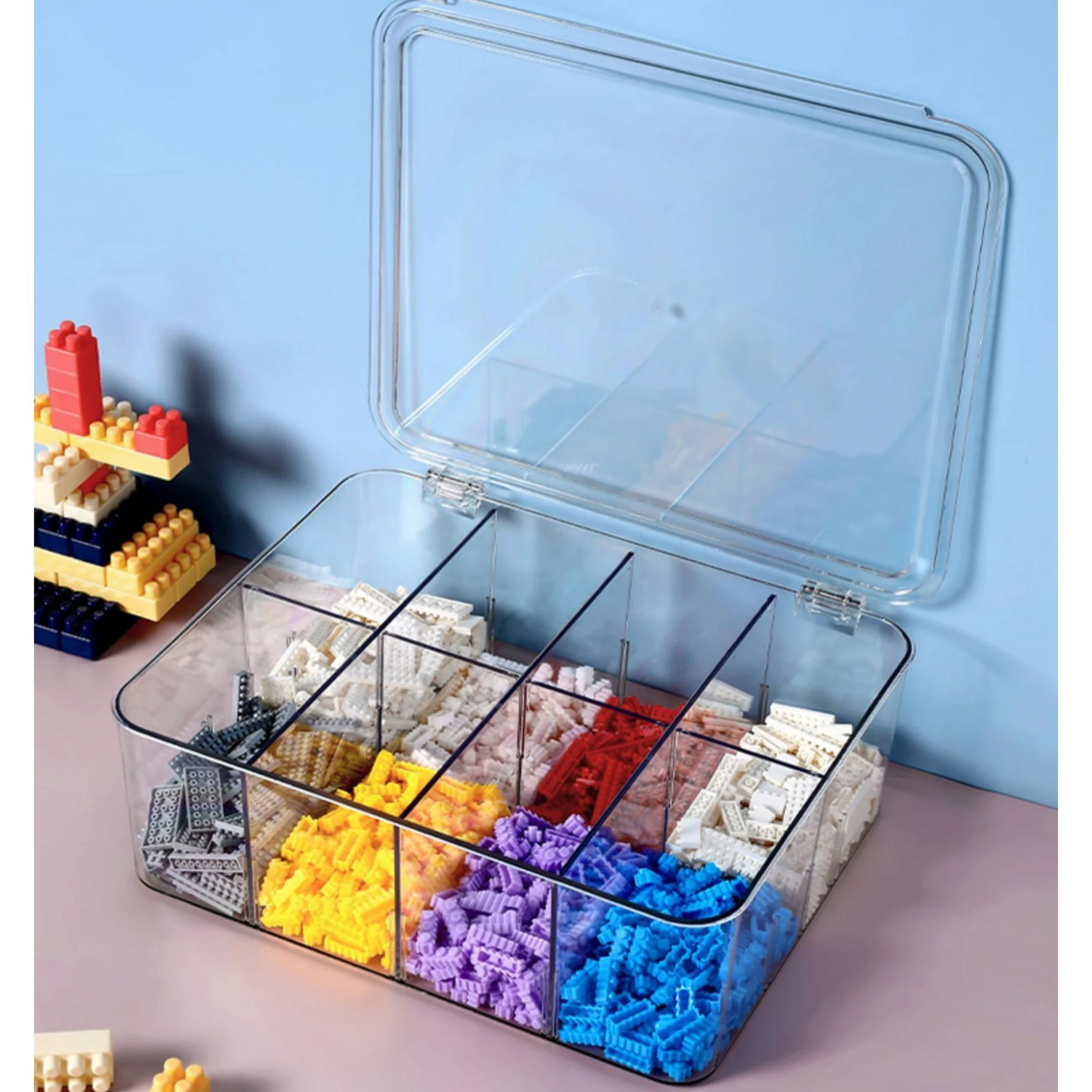 Clear Organizer Box Storage Container with Divider for Lego bricks,Toy Accessories,Jewelry,Bead ,DIY Craft, Fishing Tackle,Screw