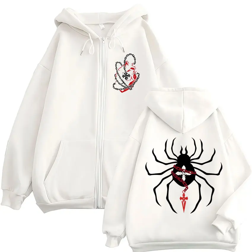 Anime Hunter X Hunter Spider Kurapika Reißverschluss-Hoodies für Herren und Damen, modische, lässige Kapuzen-Sweatshirts mit Reißverschluss, Jacken, Mäntel – Detail 4