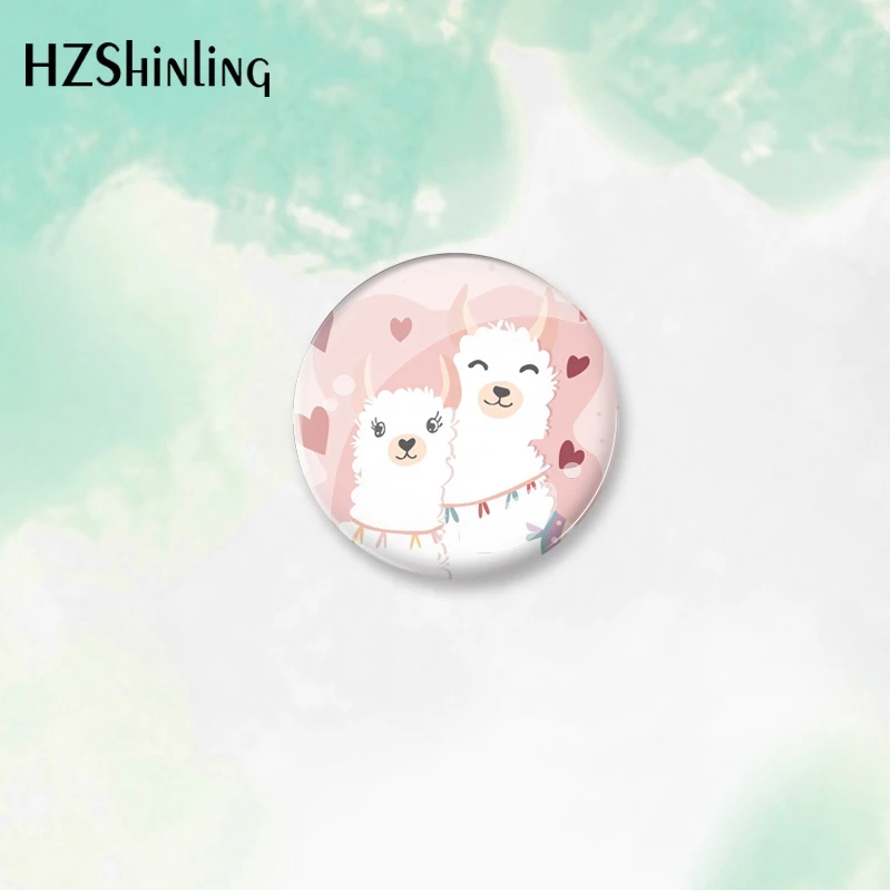 2023 Cartoon Animal Alpaca Llama Pattern round Button Badge Brooch For Clothes Backpack Decoration Pin Jewelry