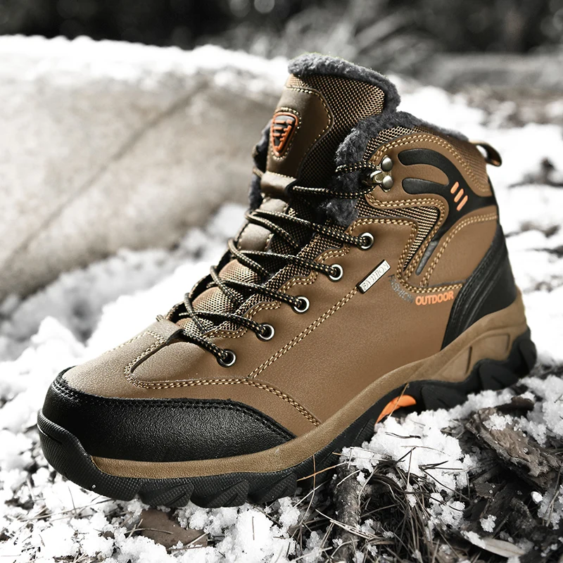 

Брендовая мужская зимняя теплая хлопковая обувь, высокие походные туфли, зимние уличные мужские зимние ботинки, мужская треккинговая горная спортивная обувь