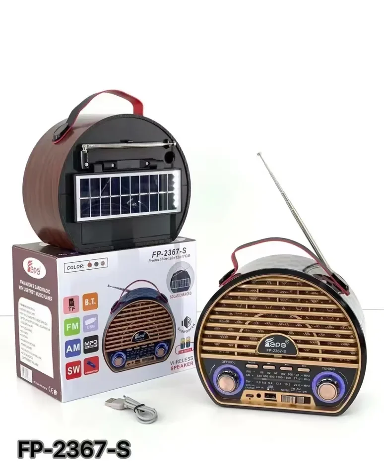 Fp-2367-s Retro Fm Am Sw Radio Dc 3v Radio 18650 1200mah Radio con batería recargable