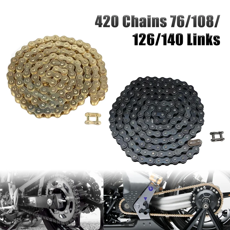 Motorcycle 420 Chains 76/108/126/140 Links Drive Chain Link For 50cc 70cc 90cc 110cc 125cc Pit Dirt Bike Scooter ATV Buggy Quad