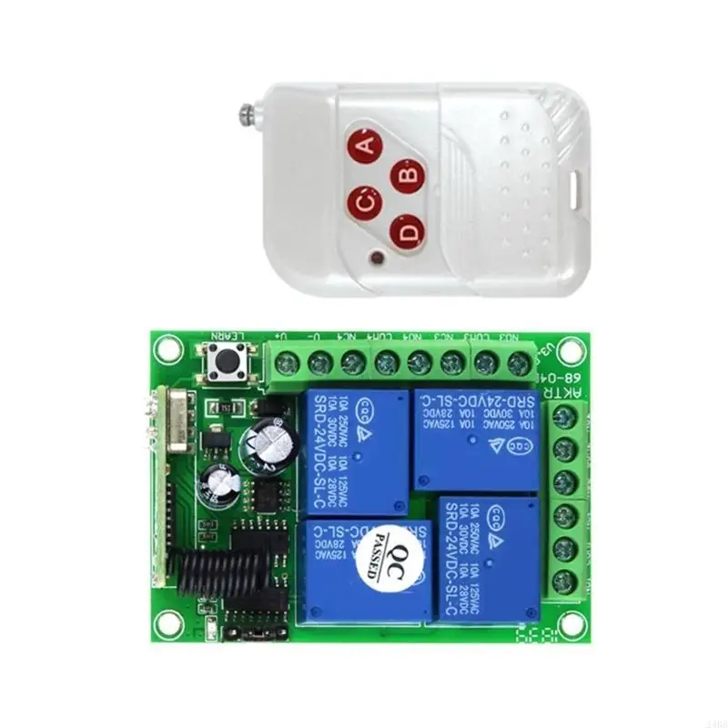 433MHz Remote Control Relaying Switches 4 Channel Wireless Remote Control Switch Relaying Receiver Transmitter 24BB