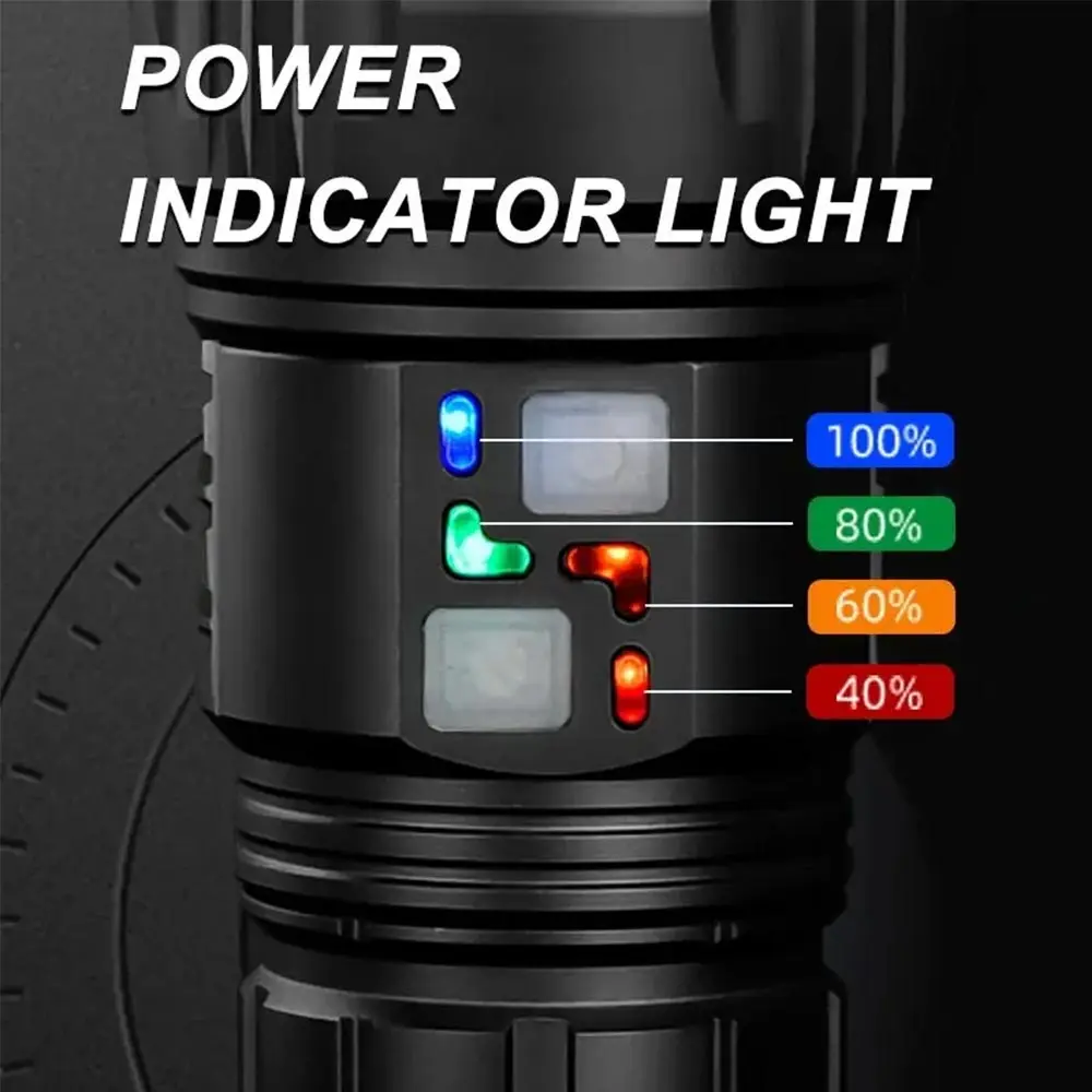 Super Bright Flashlight Zoom Long Range Flashlight Fluorescent Absorbing Film Luminous Rechargeable Outdoor Camping Emergency