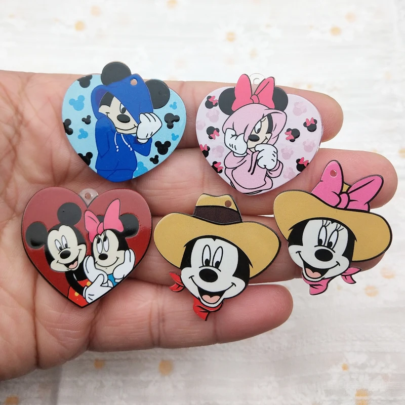 10pcs อะคริลิคการ์ตูนวาเลนไทน์ Charm เครื่องประดับ DIY ทําต่างหูโทรศัพท์พวงกุญแจสร้อยข้อมือจี้หัตถกรรม