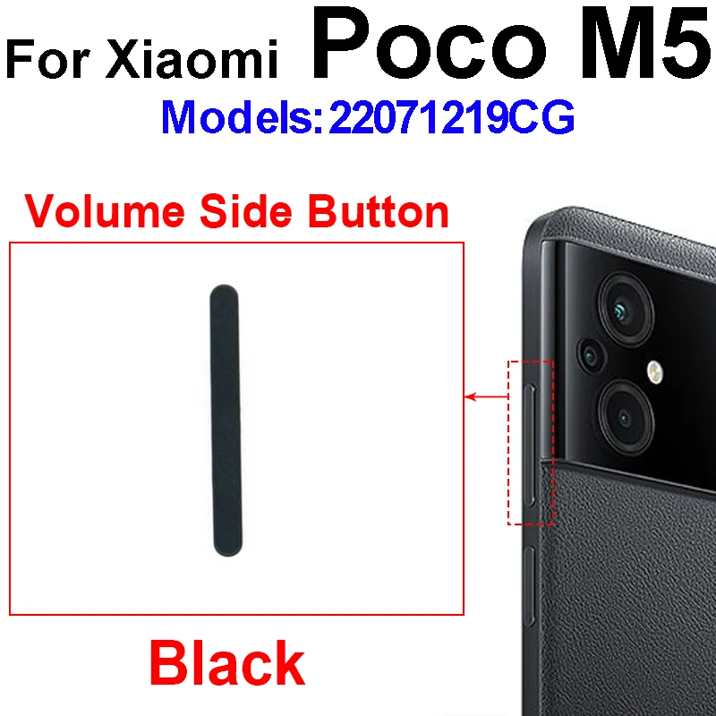 Power Volume Buttons For Xiaomi Poco M5 M5s F5 Pro On Off Power Volume Audio Switch Small Side Keys Repair Parts