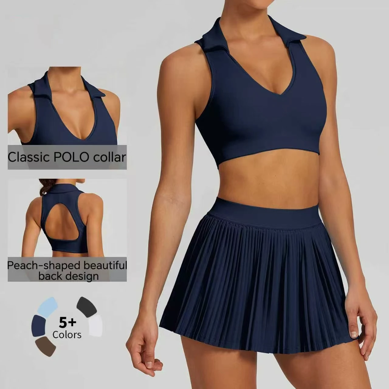 폴로 라펠 스포츠 조끼, 아름다운 등 부분의 러닝 테니스웨어, 여성용 타이트한 스포츠 셔츠, 피트니스웨어 탑