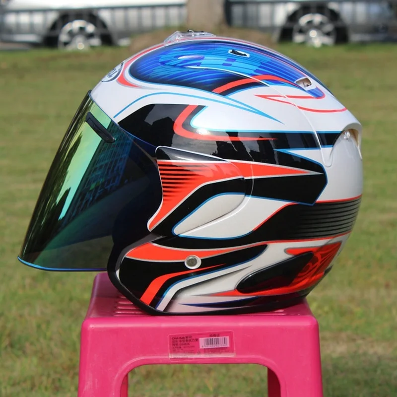 

Motorcycle Helmet Open Face 3/4 Helmet SZ-Ram 3 white-blue Cycling Dirt Racing Motorcycle Kart Protective Helmet Capacete