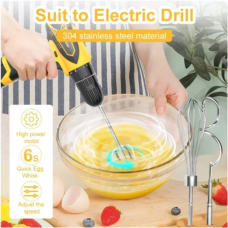 Kitchen Stainless Steel Egg Beater mixer for egg Baking kitchen accessories Cream Butter Whisk Mixer Suitable For Electric Drill