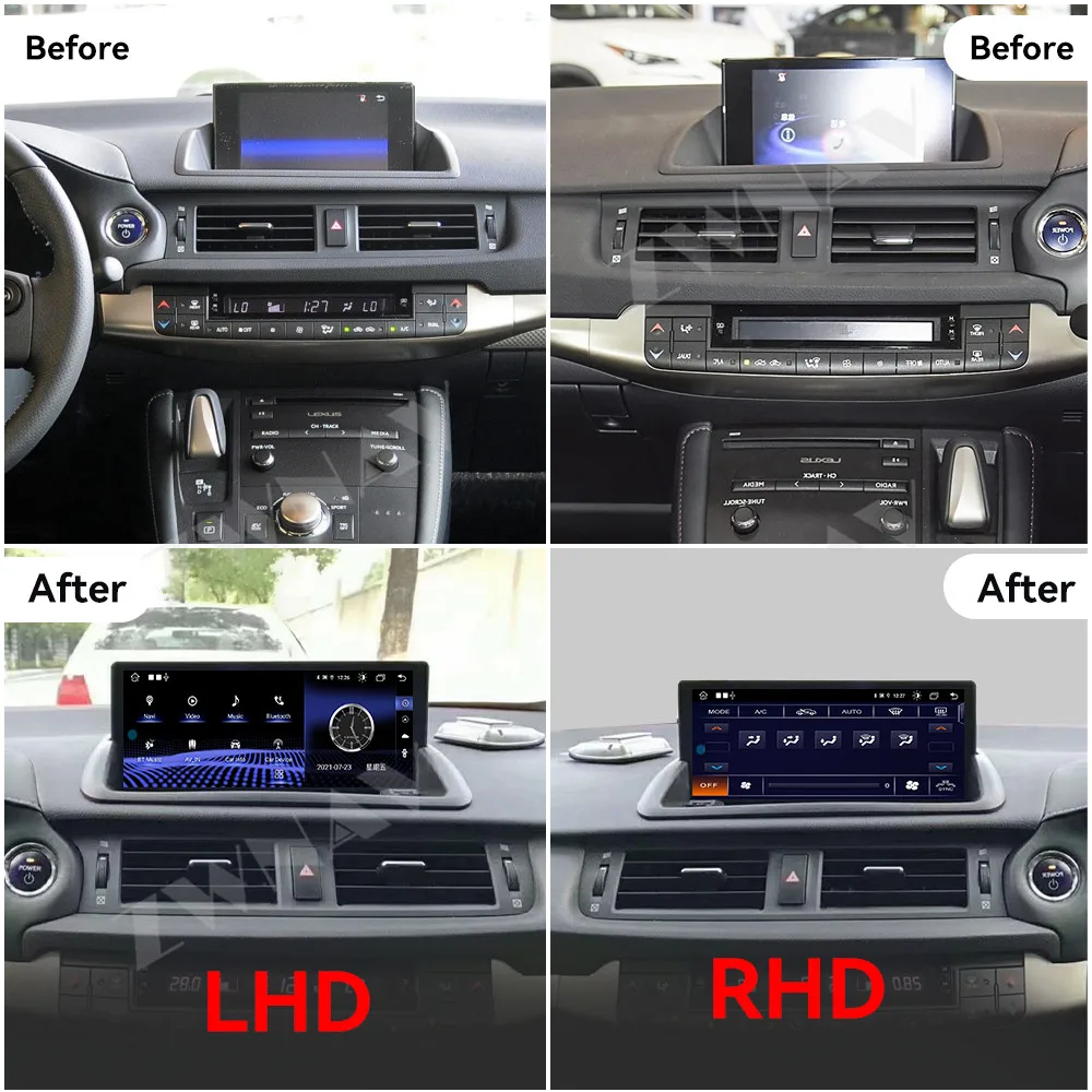 أندرويد 13.0 لكزس CT CT200 CT200H 2012-2017 سيارة مشغل وسائط متعددة تسجيل نظام تحديد المواقع نافي راديو ستيريو رئيس وحدة Carplay WIFI #4