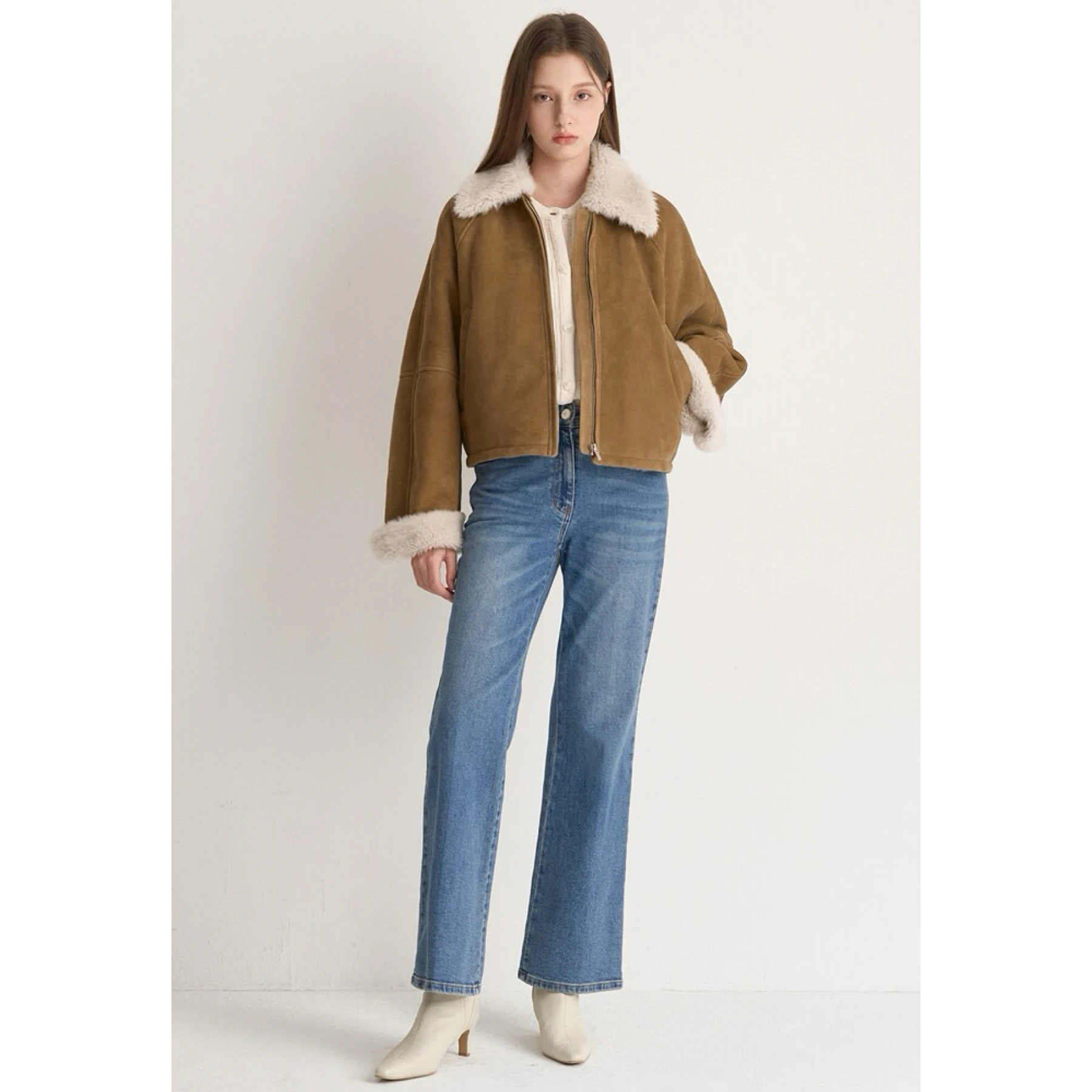 

Leather And Fur ort Jaet Detachable Collar Casual Sle Women's Commute Windbreaker MIN25 Autumn Collection