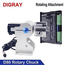 DIGRAY Rotary Attachment RA-D80A Rotary Device with Three Chuck +DM5042 Driver for UV CO2 & Fiber Laser Marking Machine