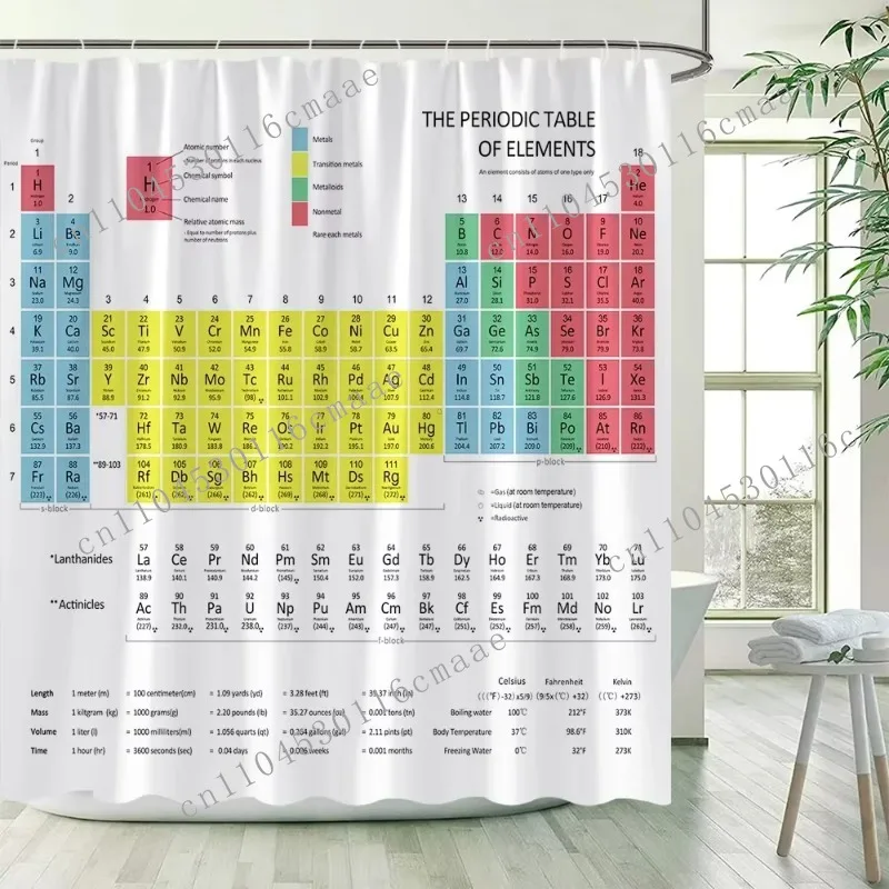 

Periodic Table of Elements Shower Curtains Modern Chemical Form Printing Polyester Children Bathroom Decor Bath Curtain Hooks