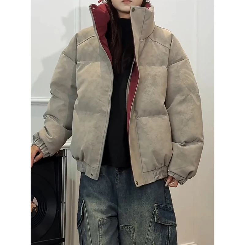 

American Color Blo Stand Collar down Cotton Jaet Men's Winter Thi Warm Cotton Coat ort Bread Sle Youth Faion