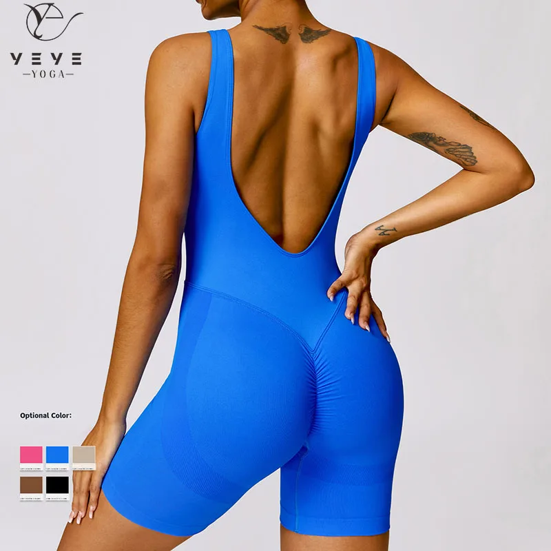 

Women Romper Yoga Hollow Backless Scrunch Sexy Seamless One Piece Outfit Fitness Overalls Playsuit Gym Sport Short Jumpsuit