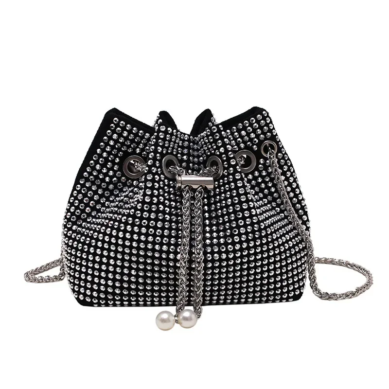 Trendy Sequin Decorated Bucket Bag Fashionable Single Shoulder Underarm Bag Internet Famous Korean Version Portable Women\'s Bag