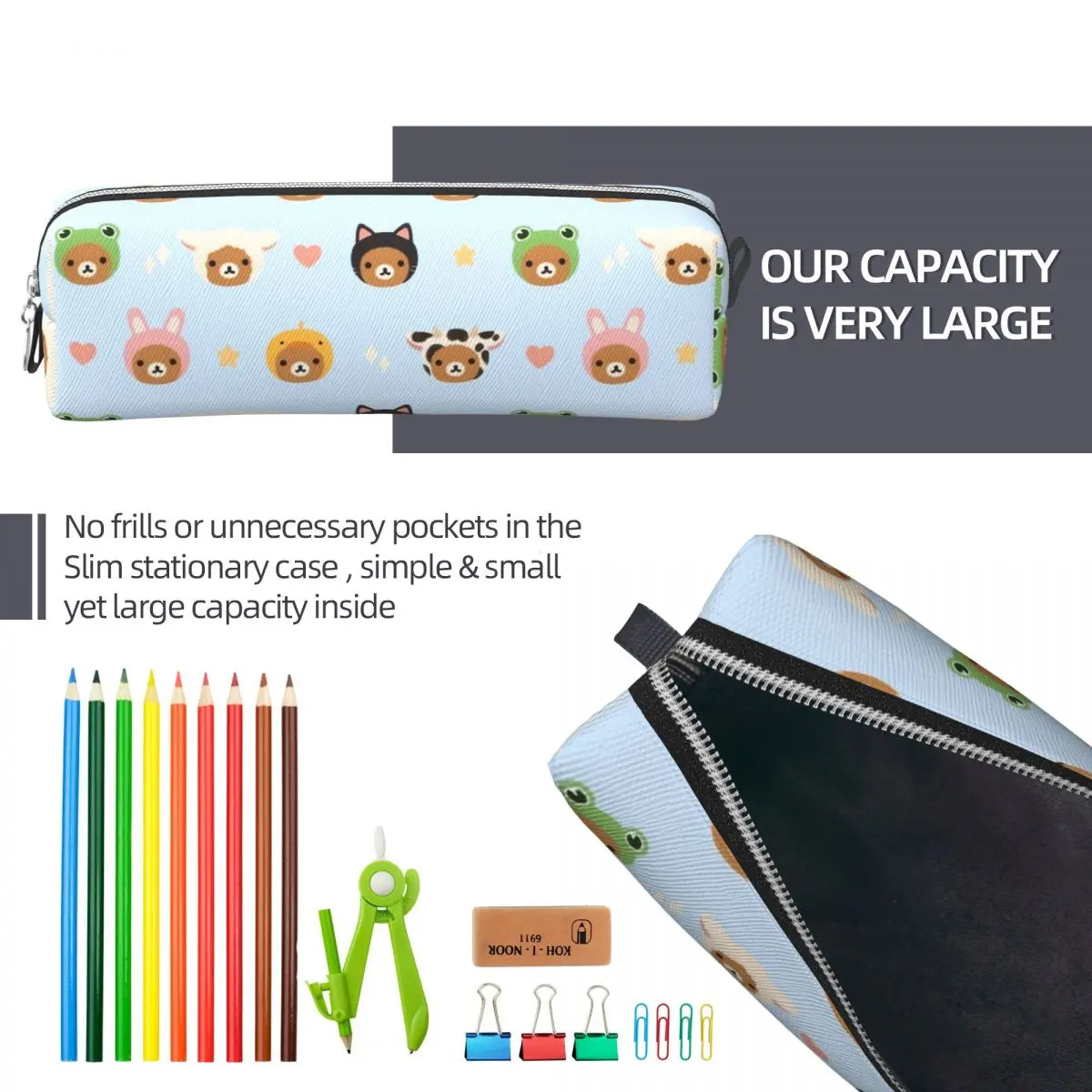 Rilakkuma Zoo Pencil Case Pen Bags Student Large Storage School Supplies Zipper Pencilcases