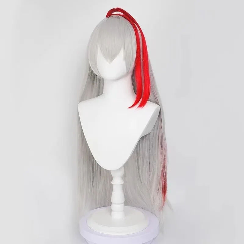 1 buah wig rambut panjang lurus anti kusut berwarna putih yang diwarnai merah untuk permainan peran Bayangan Raja Kemeriahan