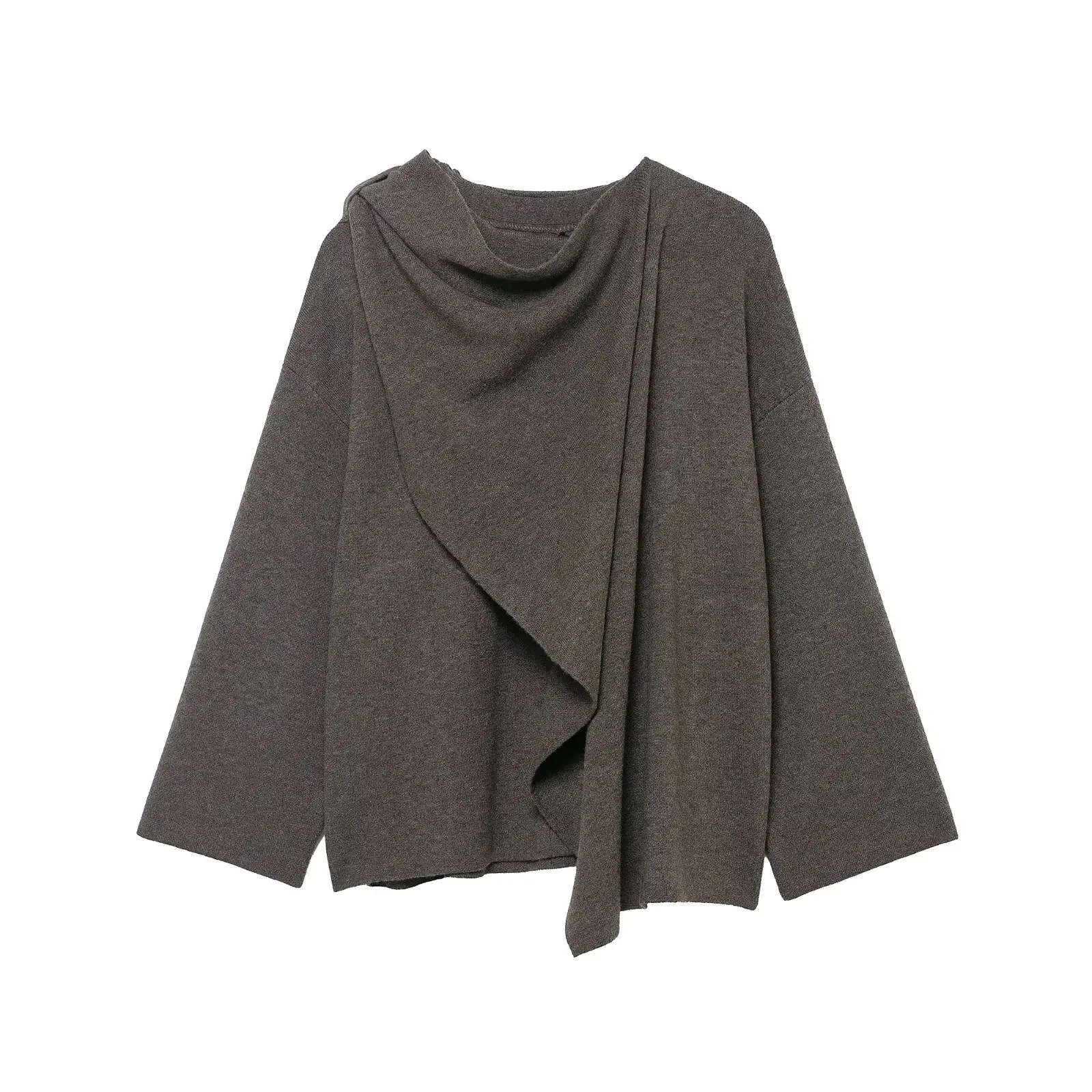 

2025 Knitted Cape with Scarf Elegant, Fashionable, New Style Comfortable, Office Wear, Casual Versatile, Vintage, Sensual Outerw