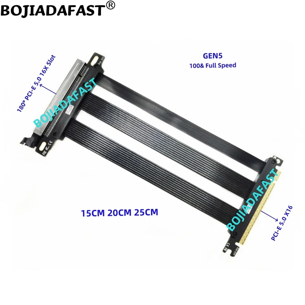 

180 Degree PCI-E 5.0 16X to PCIe X16 GPU GEN5 Riser Extension Cable 15CM 20CM 25CM For RTX4080Ti RTX4090Ti RX6900XT RX7900XT