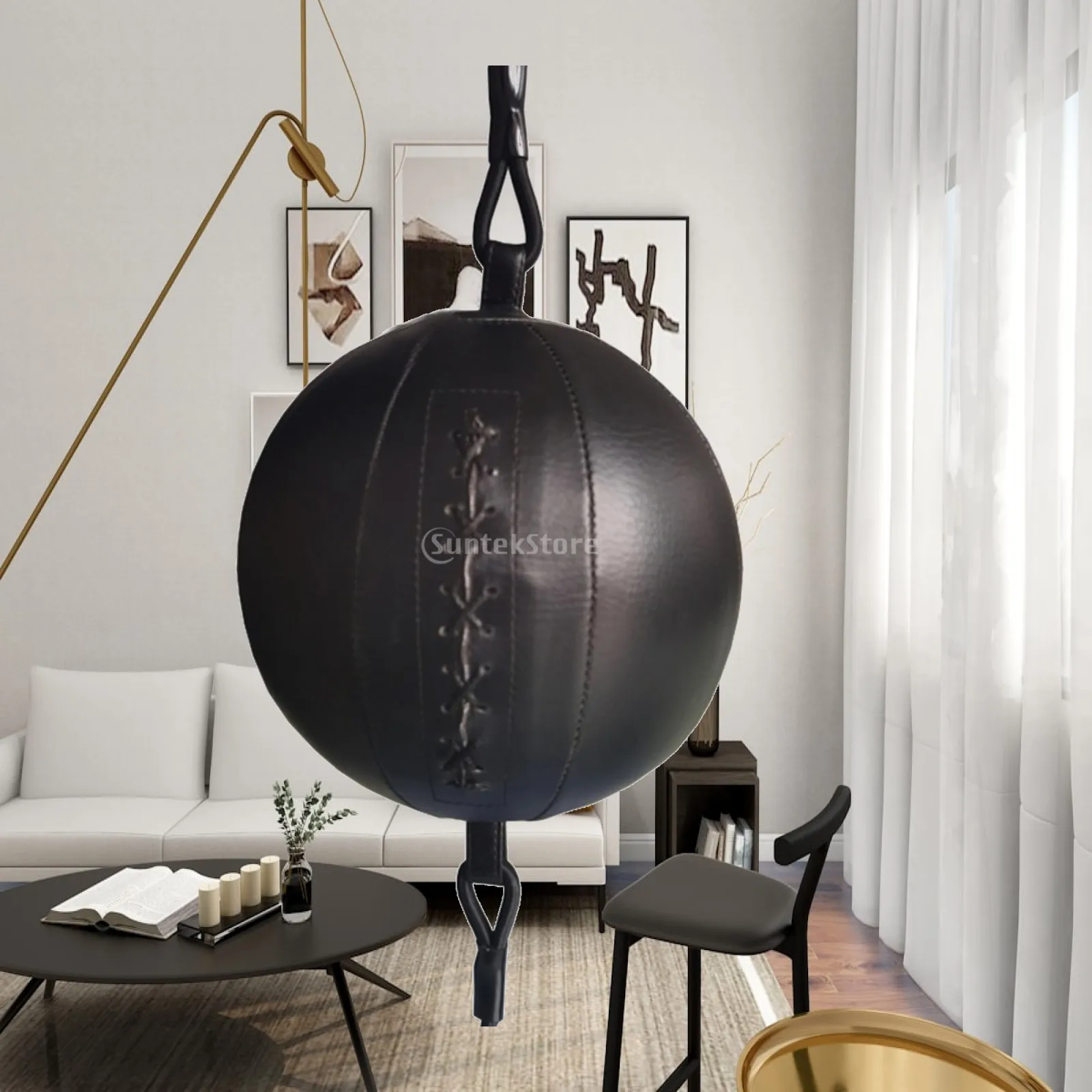 Leather-Like Boxing Speed Ball | Relief Punching Target Stitched Panels, Double End Bag, for Home Gym