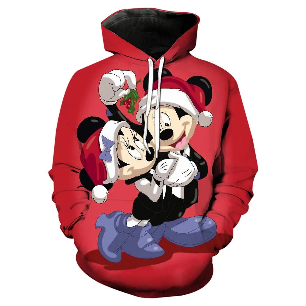 Disney New 3D Minnie Mickey Mouse Christmas Men Women Hoodies Casual Hip Hop Streetwear Sweatshirts Boys Girls Autumn Tops Coats