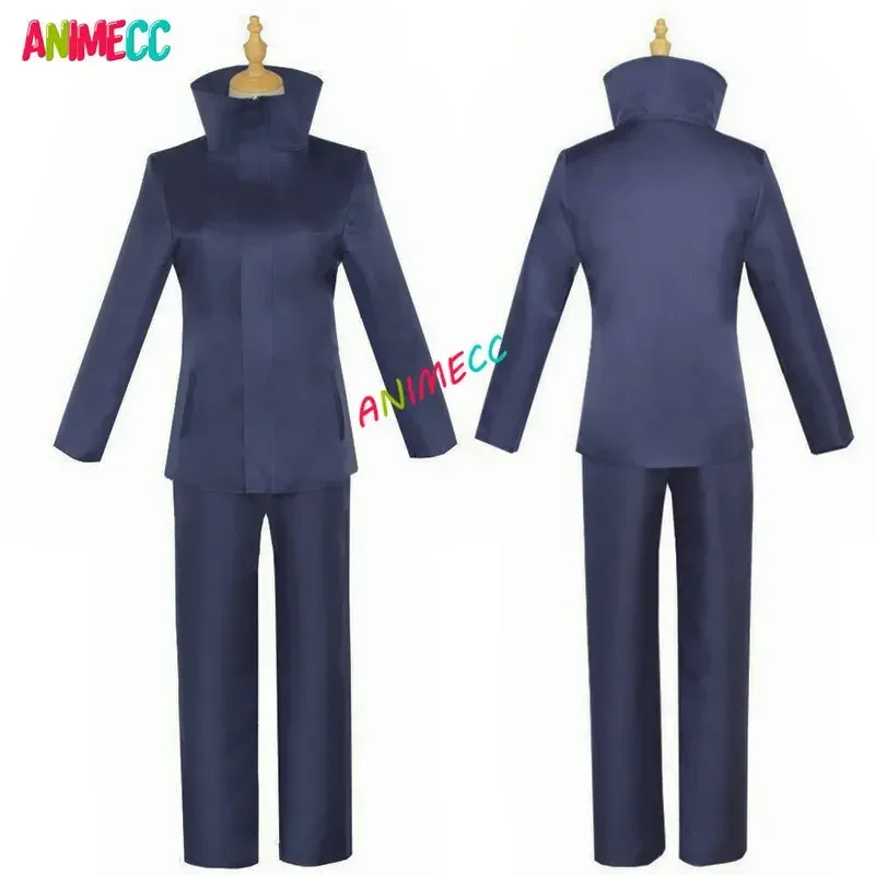 ANIMECC in Stock S-2XL Gojo Satoru Cosplay Costumes Wig Eyeshade Glasses Blue Top Pants High School Uniform Set Halloween Party