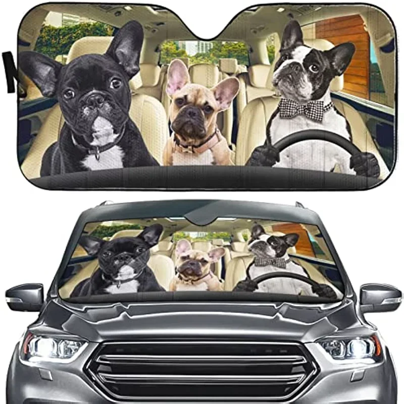 

Козырек от солнца для собак Boston Terrier, козырек от солнца на лобовое стекло автомобиля для водителя собак, козырек для переднего стекла машины Boston Terrier Decor