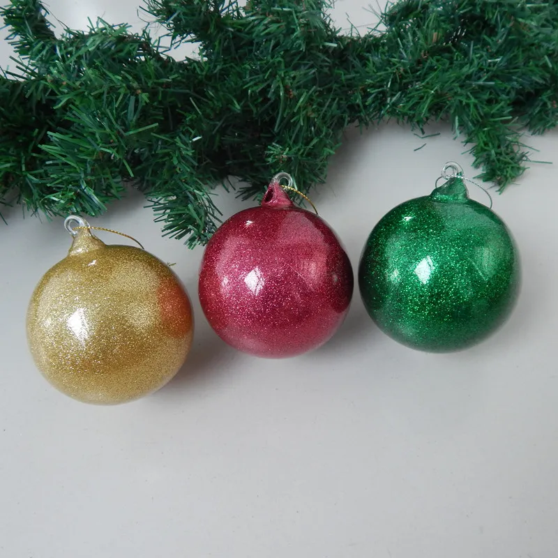 12sets/pack Diameter=8cm Different Inner Powder Glass Globe Mall Decoration Christmas Hanging Ball Handmade Pendant