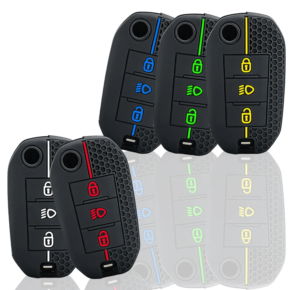 For Peugeot 208 2008 308 3008 508 408 307 4008 for Citroen C3 C4 C5 C6 C8 Silicone Remote Key Case Fob Cover Skin Holder