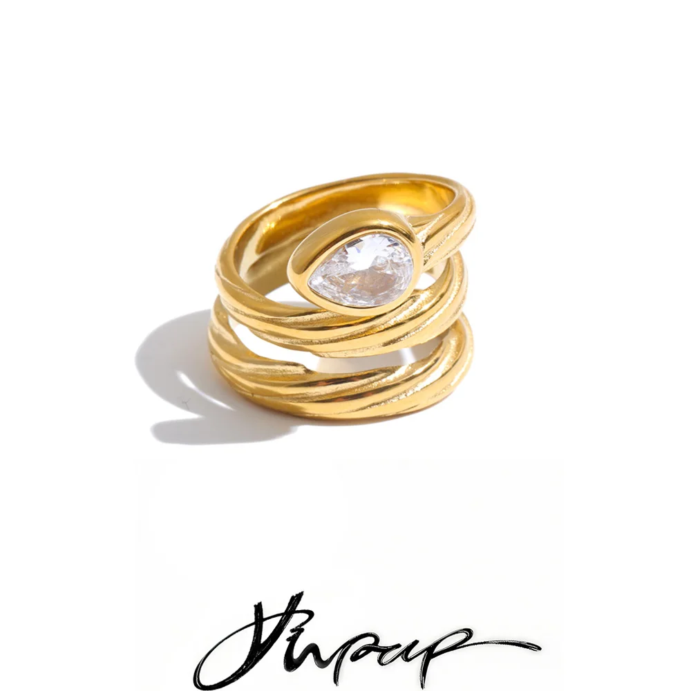 Yhpup Size 678 Stainless Steel Layered Zircon Snake Ring High Quality Stylish Unique Charming Jewelry Wholesale