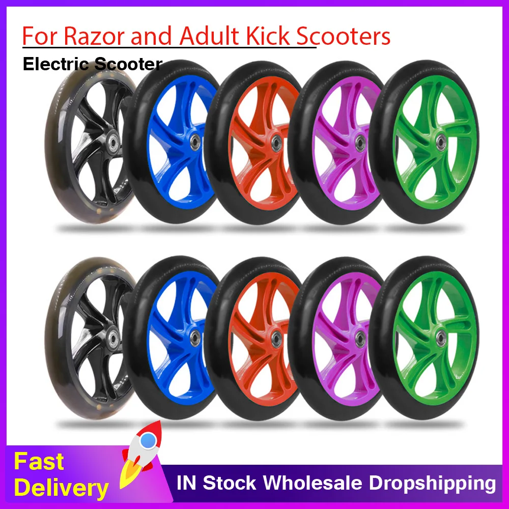 200mm Erwachsenen-Scooter-Räder, solide mit ABEC 7 Kugellagern, Ersatz-Scooter-Räder für Razor und Erwachsenen-Kick-Scooter
