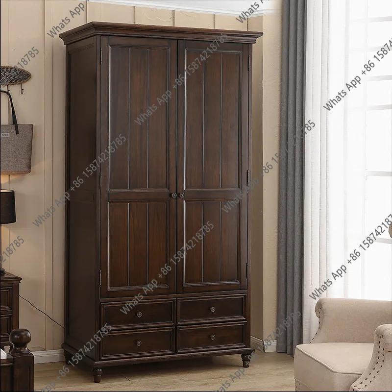 

Американский ретро-шкаф из массива дерева с резьбой, двустворчатый, элитный, для спальни, в европейском антикварном стиле, под заказ