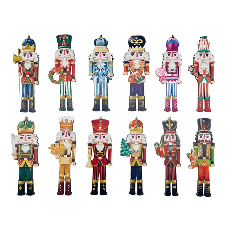 

12 Christmas Nutcracker Soldiers Wooden Pendants, Christmas Tree Decorations, Holiday Decorations New Year Gifts