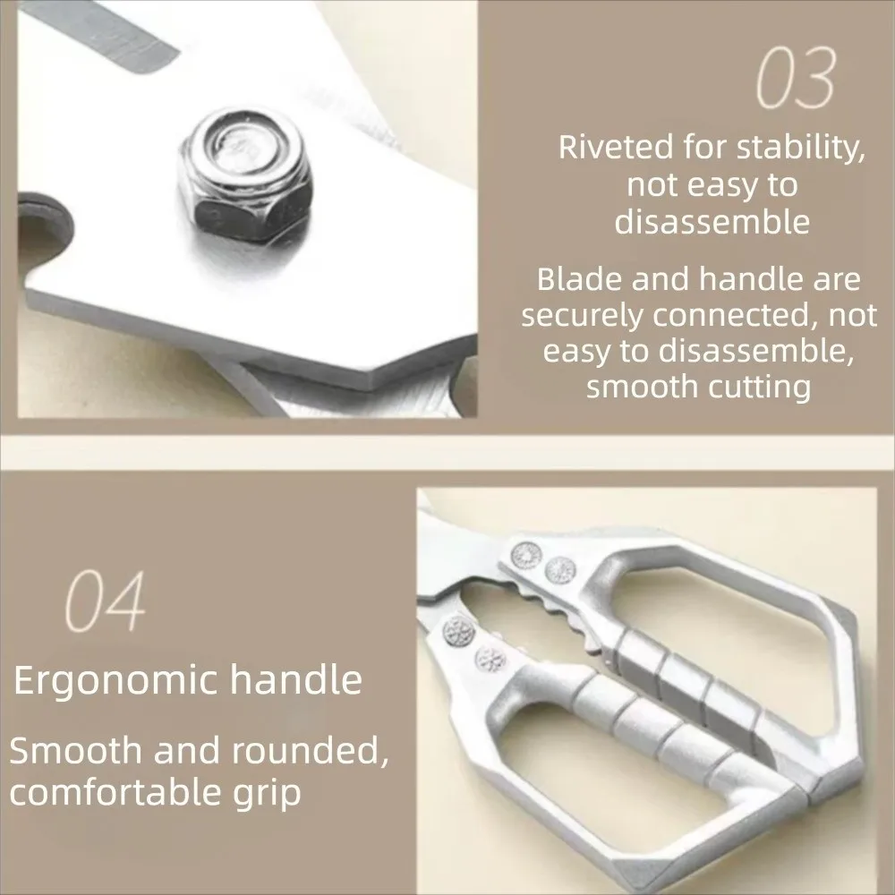 Stainless Steel Kitchen Scissors Heavy Duty Multifunctional Chicken Bone Scissors Ultra Sharp Powerful Cutting