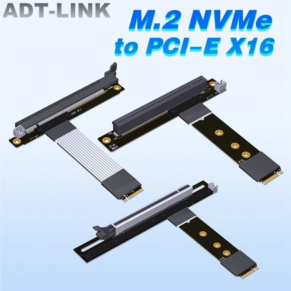 ADT-Link K43 Gen4 M.2 NGFF NVMe STX Mainboard Graphics GPU Extender PCIE 4.0 x16 M.2 Key M Turn 90 Right Angle 16x Riser Adapter