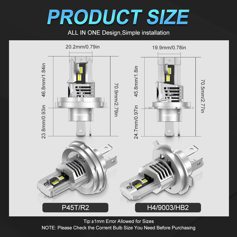 H4 P45T LED Lamp Bulb Headlight White 3000K Gold R2 12V For Car Motorcycle Motorbike Scooter Beetle Citroen 2CV Bug Wartburg view 3