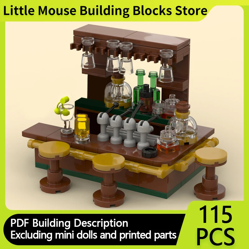 

City Street View Model MOC Building Bricks Bar Counter Scene Modular Technology Gifts Holiday Assemble Children Toys Suit