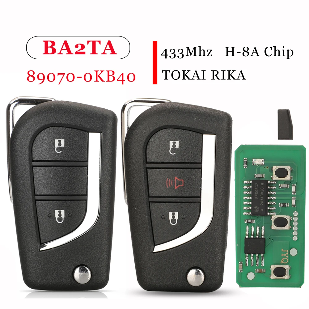 

Jingyuqin 89070-0KB40 BA2TA 2BTN дистанционный откидной ключ 433 МГц H-8A для Toyota Hilux 2015-2020 TOKAI RIKA H1-3689 TOY48