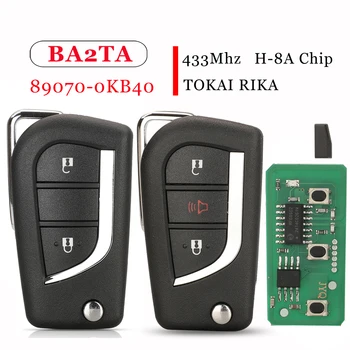 Jingyuqin 89070-0KB40 BA2TA 2BTN リモートフリップキー 433MHz H-8A トヨタハイラックス 2015 - 2020 沿海リカ H1-3689 TOY48