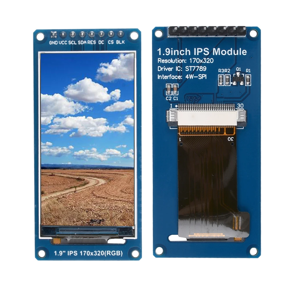 1,9 polegadas IPS Full Angle TFT Tela LCD Módulo de Exibição a Cores SPI Porta Serial HD 170x320 ST7789 Módulo de Exibição