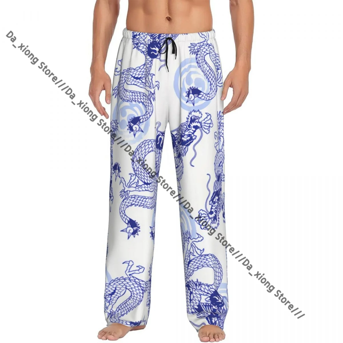 

Мужские повседневные пижамные штаны для сна с рисунком дракона, свободные брюки, удобная ночная рубашка