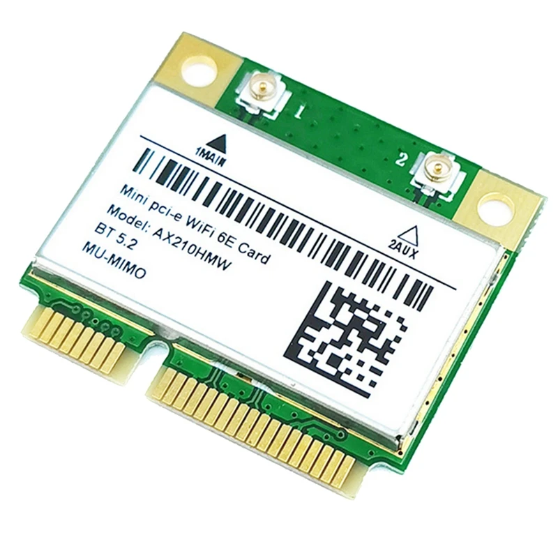 Карта Wi-Fi AX210HMW + 2 антенны Wifi 6E Mini PCI-E AX210 802.11Ax/Ac 2,4G/5G/6 ГГц BT5.2 беспроводной адаптер для ноутбука