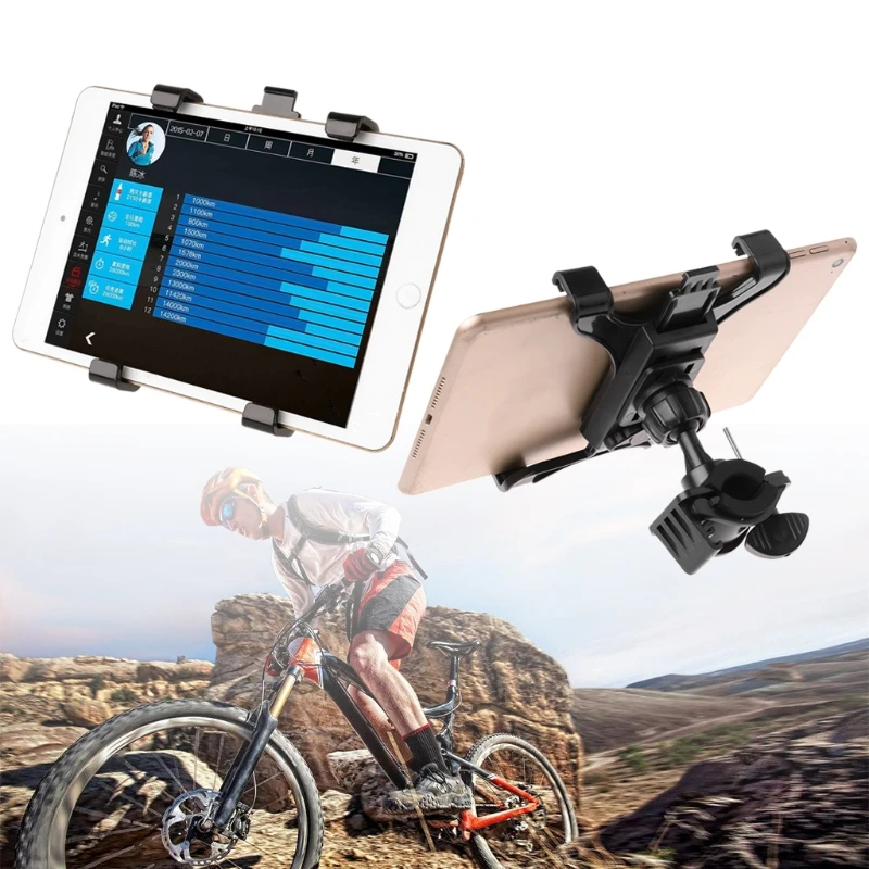 All-in-One Indoor Cycling Bike Mount Holder Portable Compact Tablet Phone Pad Bracket for Gym Handlebar Exercise Bikes